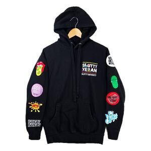 Slutty Vegan University Hoodie Womens Medium Anti Meat Club Patches Streetwear